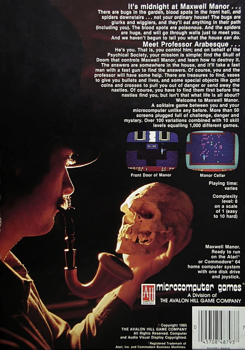 Maxwell Manor : Skull of Doom — box-2D-back (US)