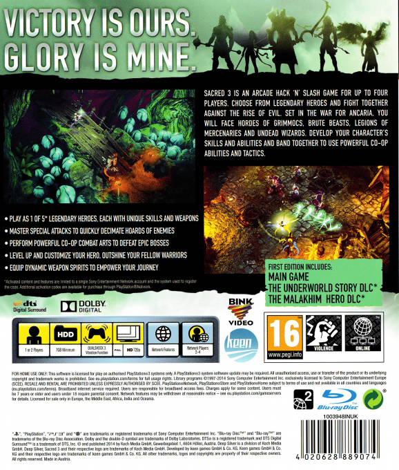 Sacred 3 — box-2D-back (EU)