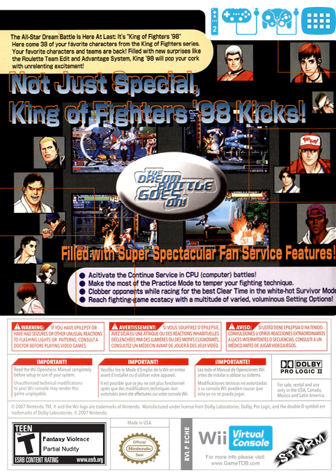 King Of Fighters '98, The — box-2D-back (US)