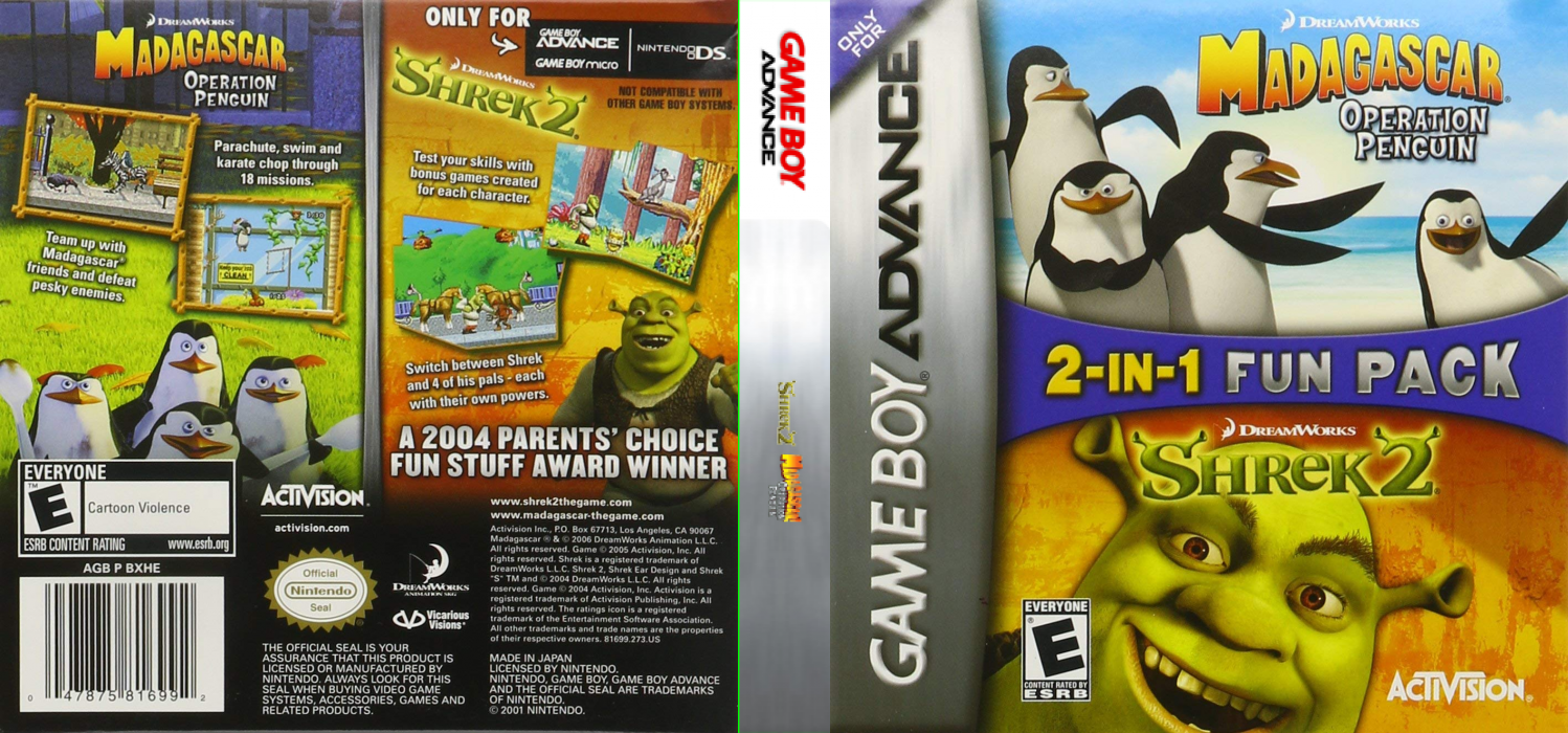 2-in-1 Fun Pack - Shrek 2 + Madagascar - Operation Penguin — box-texture (US)