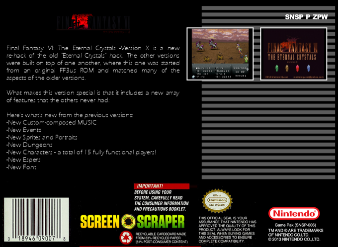 Final Fantasy VI : The Eternal Crystals — box-2D-back (SS)