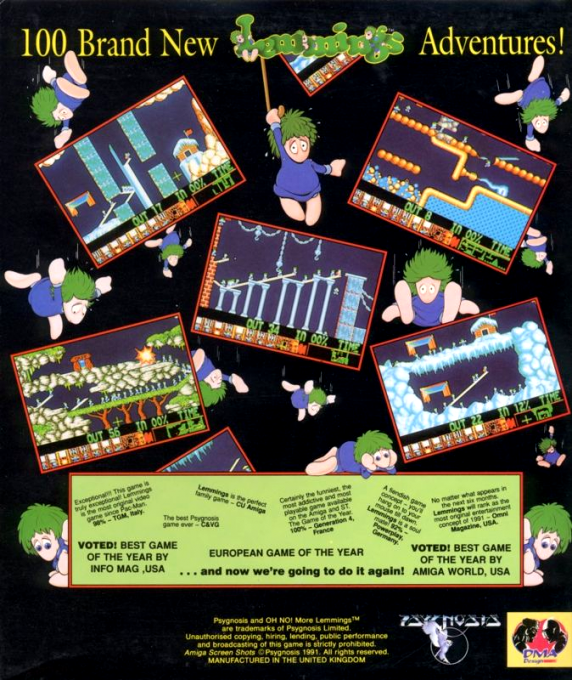 Oh No! More Lemmings — box-2D-back (US)