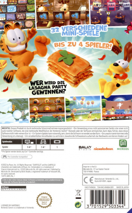 Garfield Lasagna Party — box-2D-back (DE)