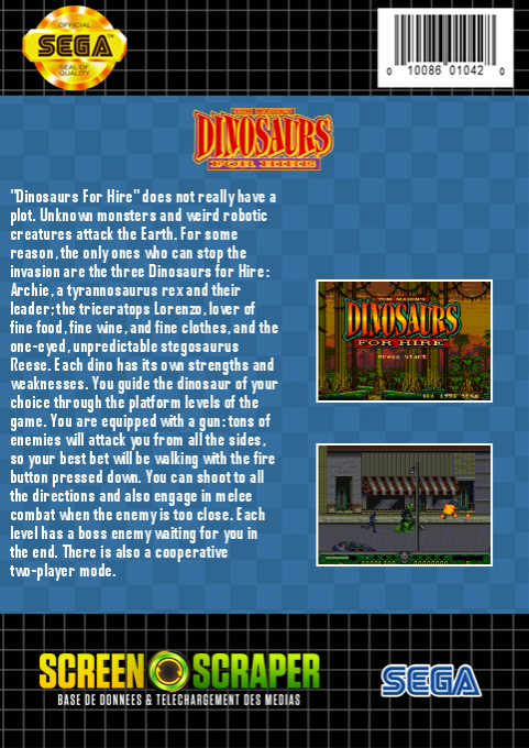 Dinosaurs For Hire — box-2D-back (SS)