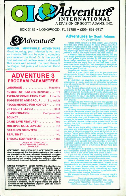 Adventure No. 03 - Mission Impossible — box-2D-back (US)