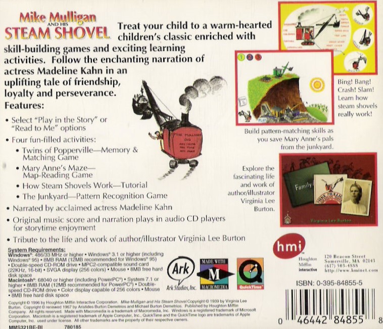 Mike Mulligan and His Steam Shovel — box-2D-back (WOR)