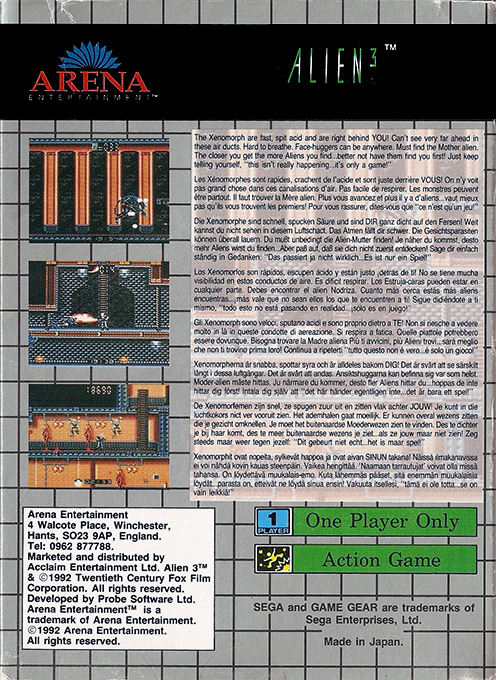 Alien 3 — box-2D-back (EU)