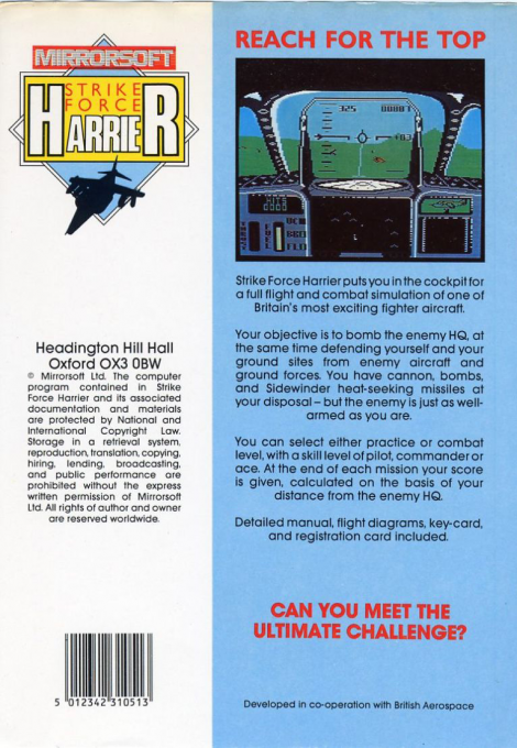 Strike Force Harrier — box-2D-back (EU)