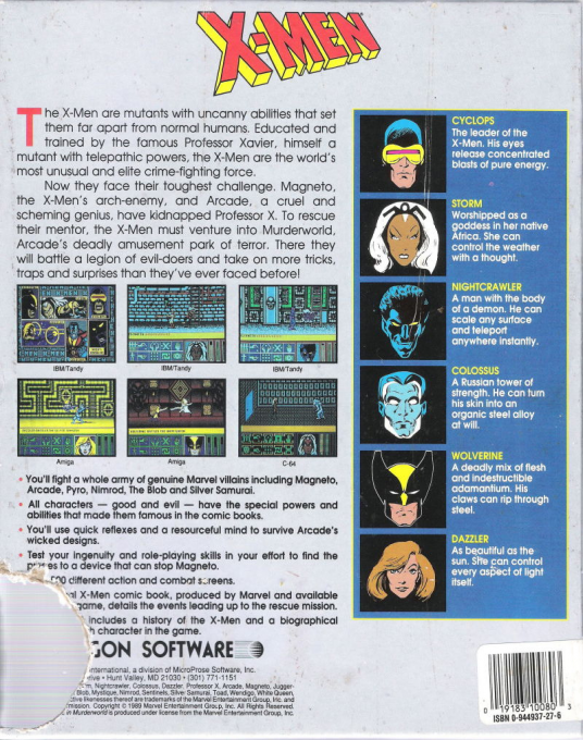 X-Men : Madness in Murderworld — box-2D-back (US)