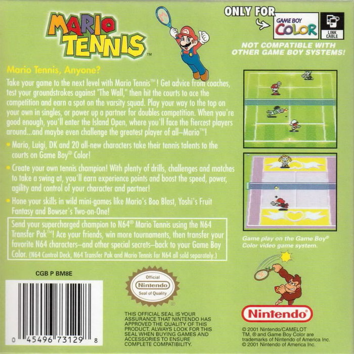 Mario Tennis GB — box-2D-back (US)