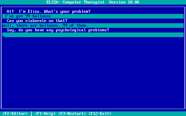 Eliza : Computer Therapist — ss (WOR)