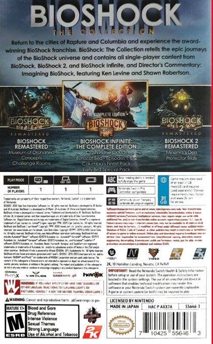 BioShock - The Collection — box-2D-back (US)
