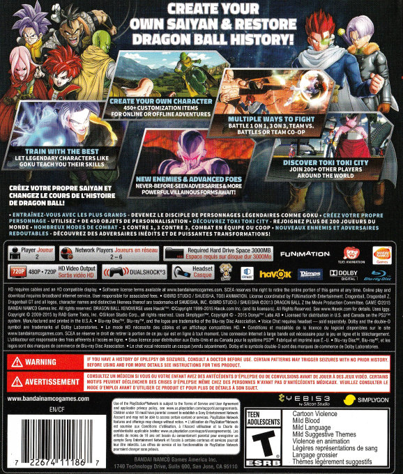 Dragon Ball Xenoverse — box-2D-back (CA)