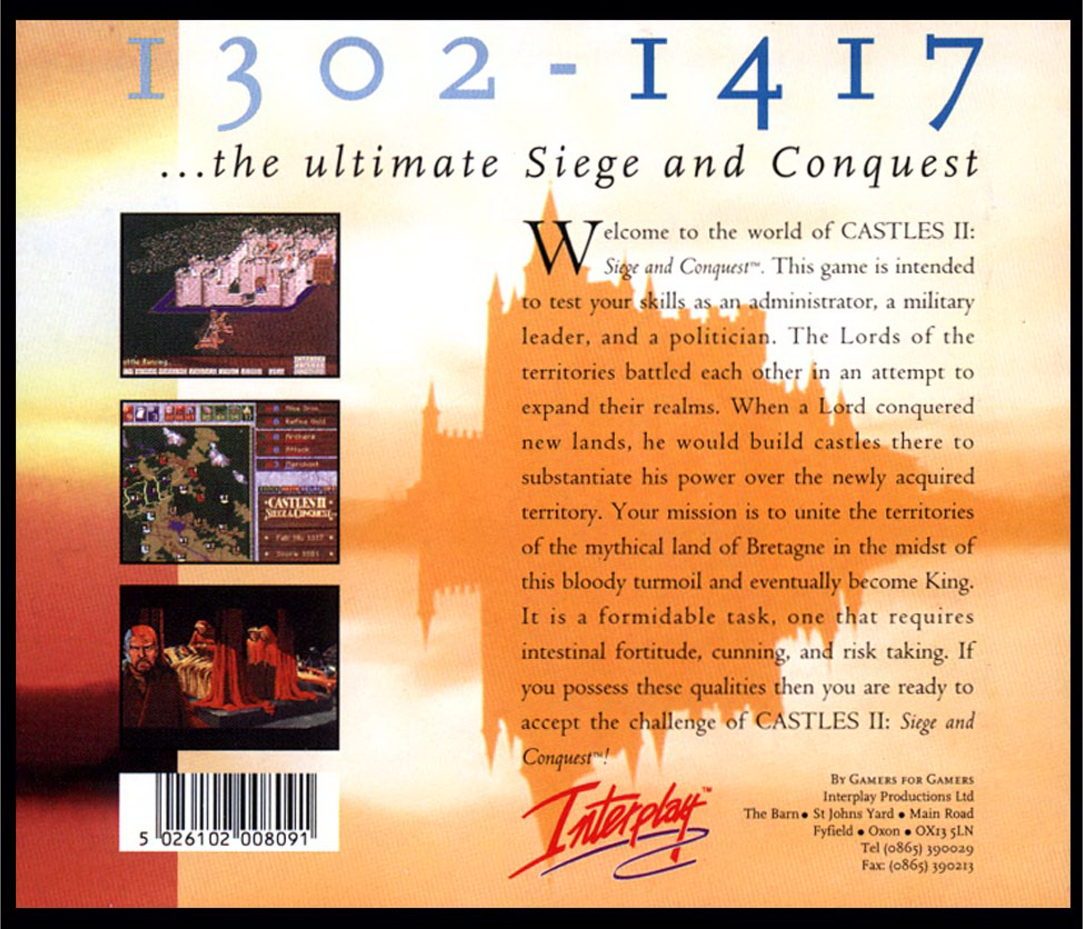 Castles II - Siege & Conquest — box-2D-back (WOR)