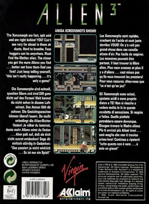 Alien 3 — box-2D-back (EU)