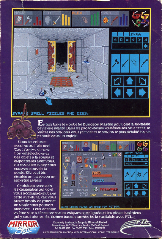 Dungeon Master — box-2D-back (FR)