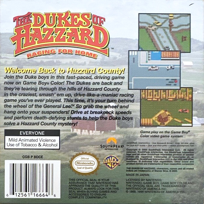 The Dukes of Hazzard : Racing for Home — box-2D-back (US)