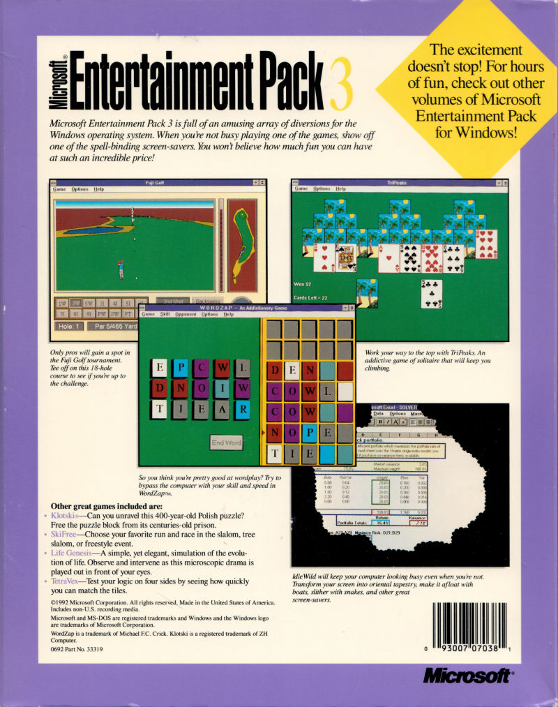 Microsoft Entertainment Pack 3 — box-2D-back (WOR)