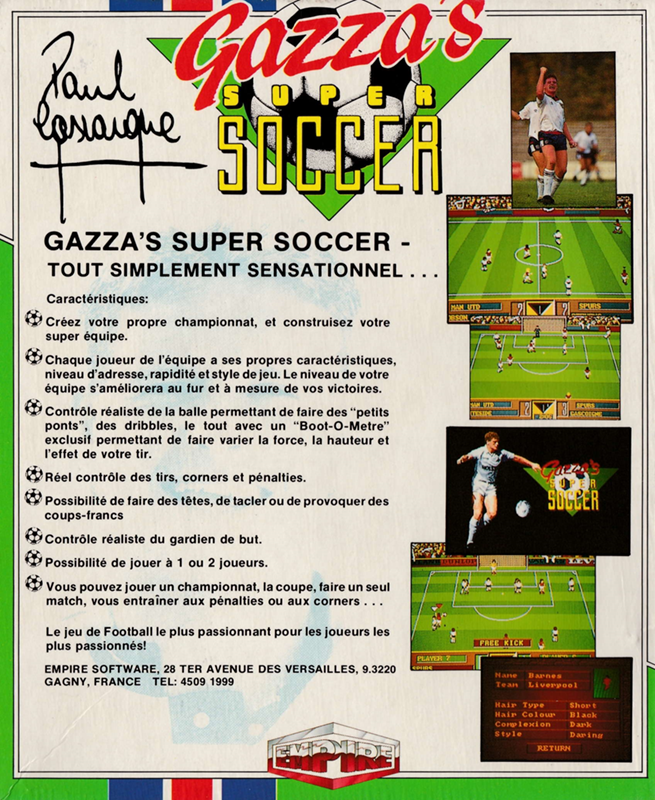 Gazza's Super Soccer — box-2D-back (FR)