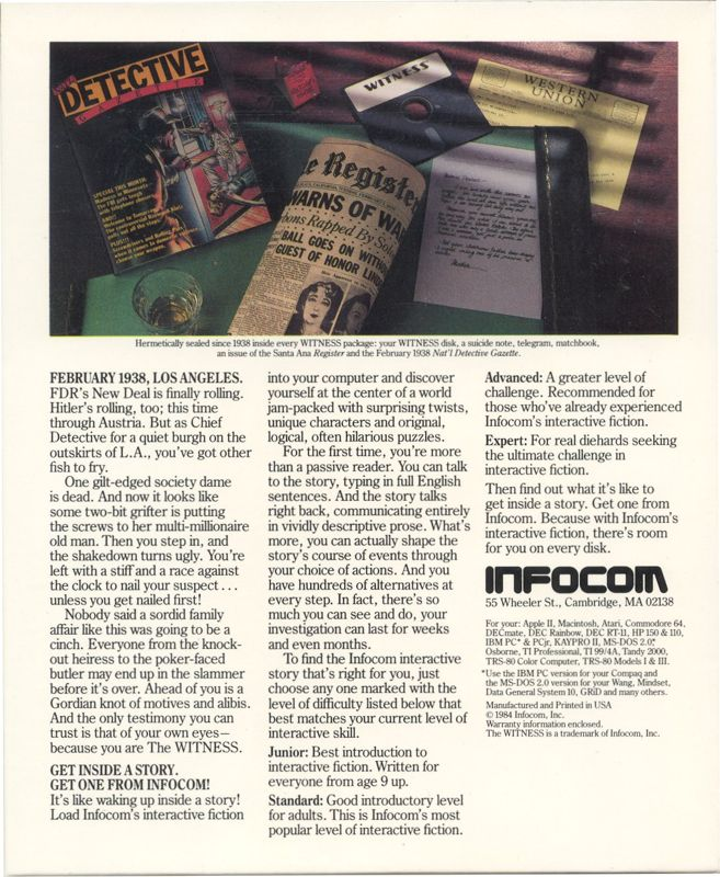 Witness, The — box-2D-back (US)