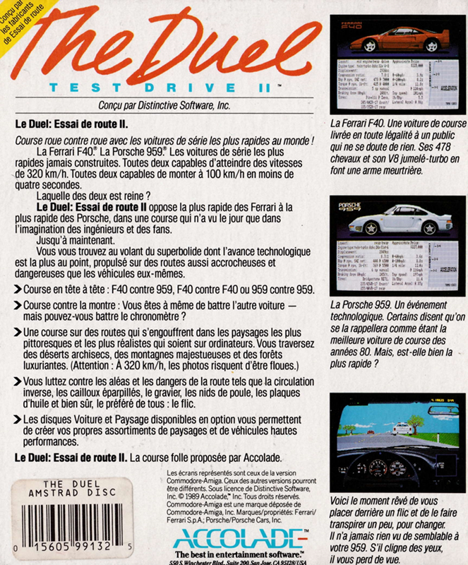 Duel, The - Test Drive 2 — box-2D-back (FR)