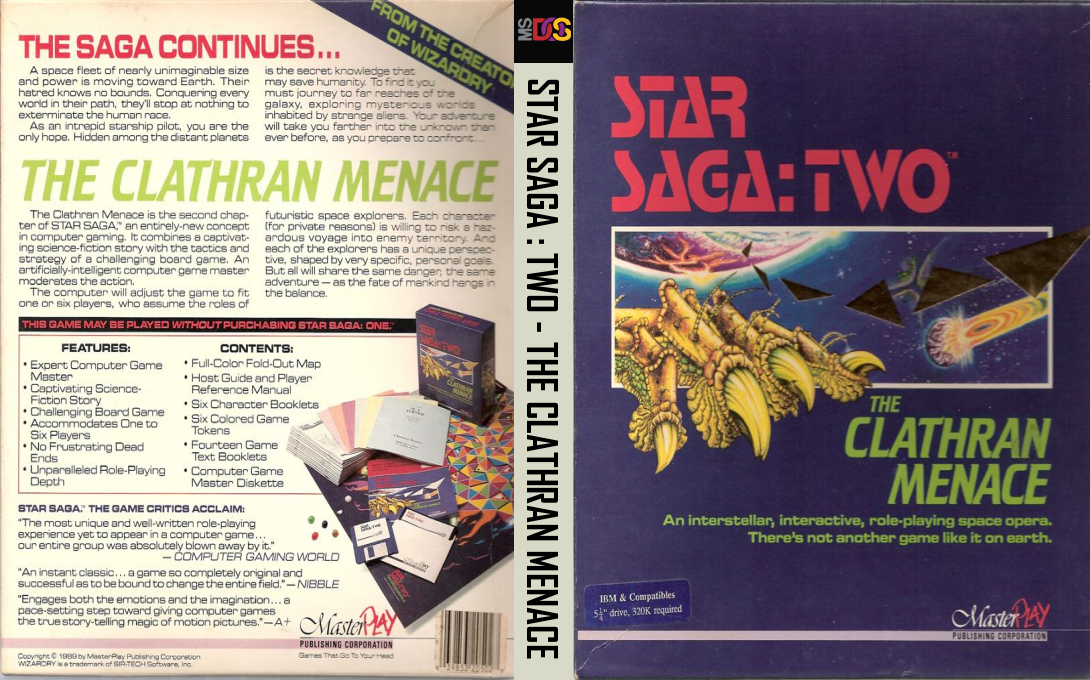 Star Saga Two - The Clathren Menace — box-texture (US)