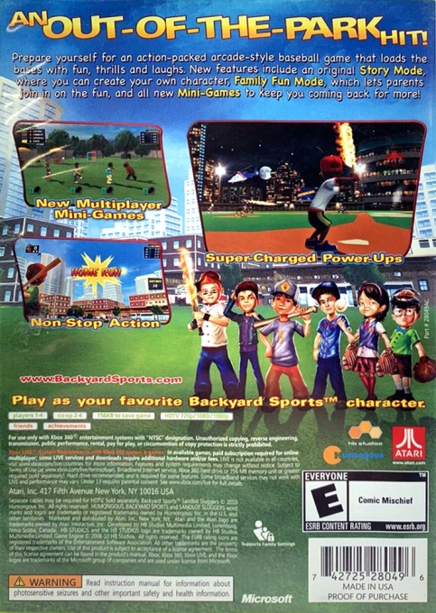 Backyard Sports - Sandlot Sluggers — box-2D-back (US)
