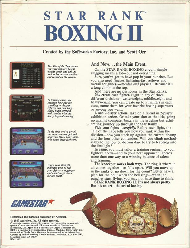 Star Rank Boxing 2 — box-2D-back (US)