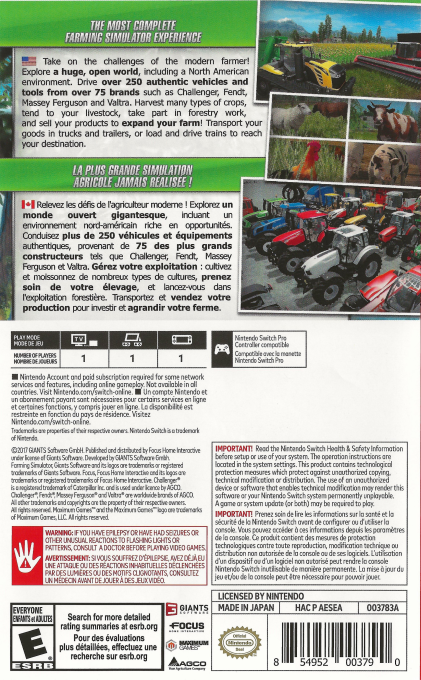 Farming Simulator Nintendo Switch Edition — box-2D-back (CA)