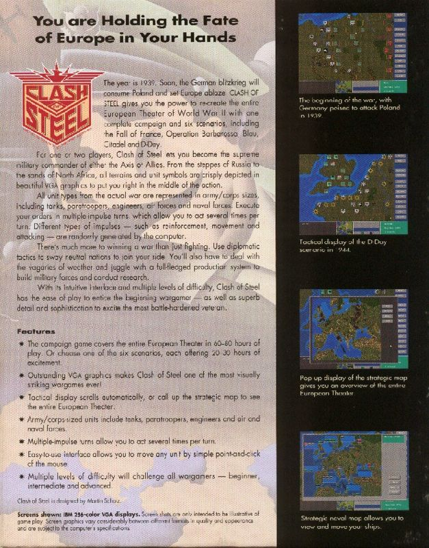 Clash Of Steel - World War 2 - Europe 1939-45 — box-2D-back (US)