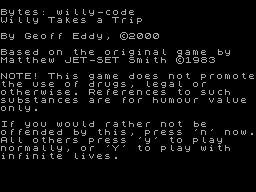 Jet Set Willy - Willy Takes a Trip — sstitle (WOR)