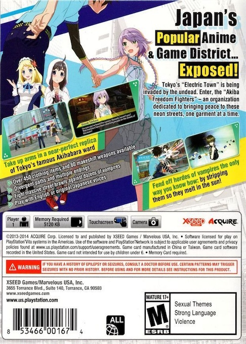 Akiba's Trip - Undead And Undressed — box-2D-back (US)