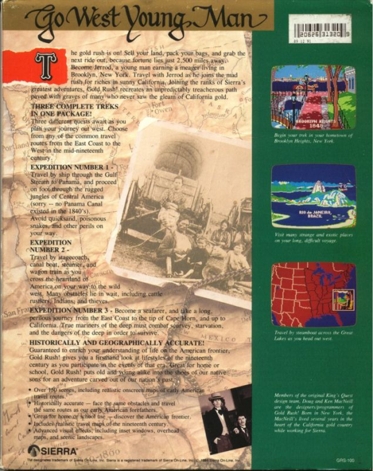 Gold Rush! — box-2D-back (US)