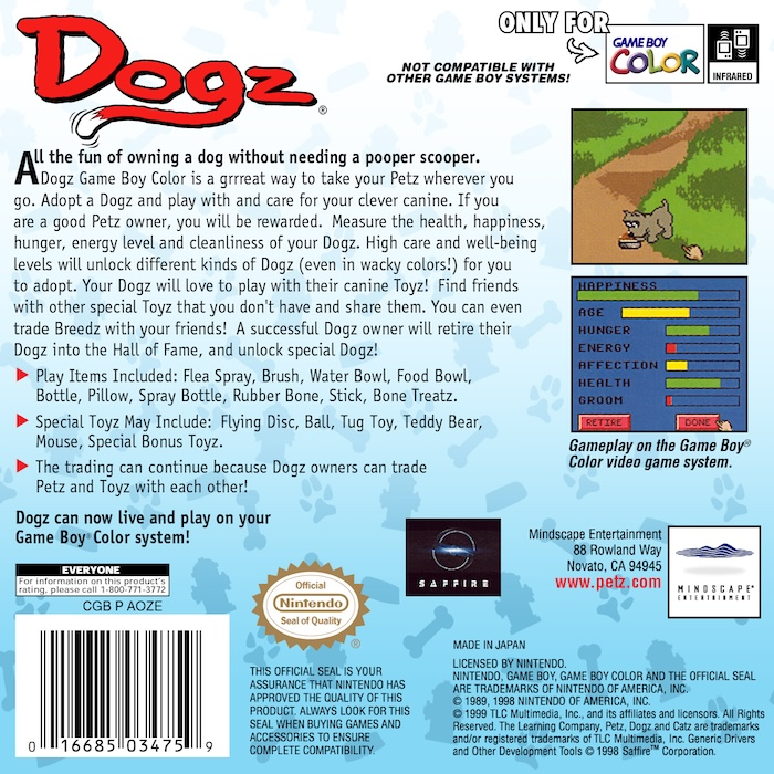 Dogz : Your Virtual Petz Palz — box-2D-back (US)
