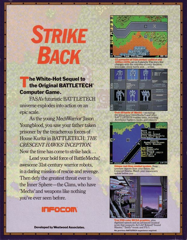 Battletech - The Crescent Hawk's Revenge — box-2D-back (US)