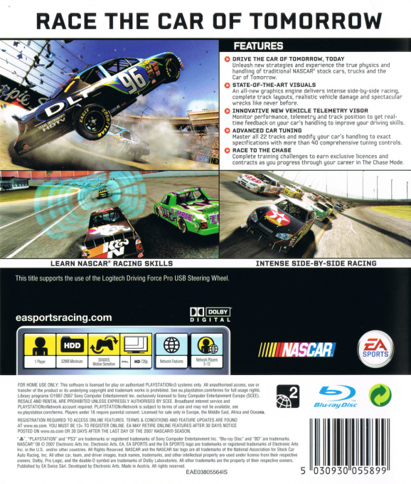 NASCAR 08 — box-2D-back (EU)