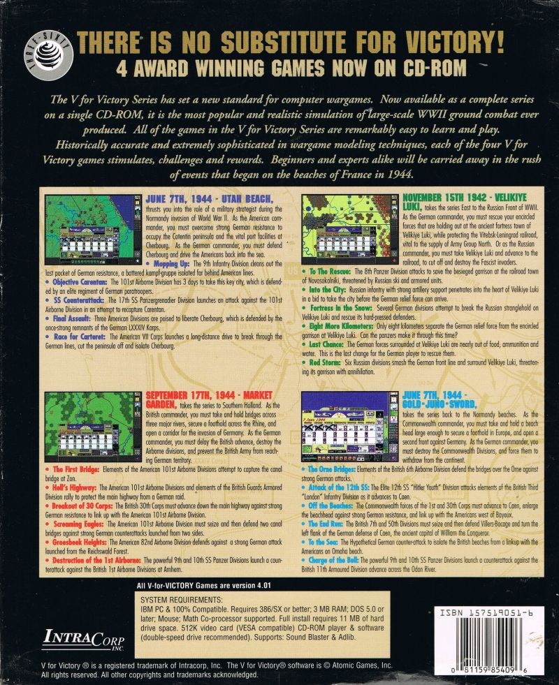 V for Victory: Commemorative Collection — box-2D-back (WOR)
