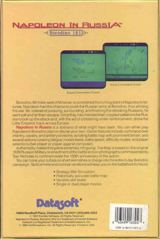 Napoleon In Russia - Borodino 1812 — box-2D-back (US)