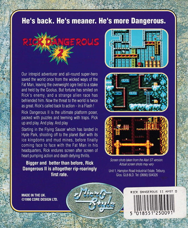 Rick Dangerous 2 — box-2D-back (EU)