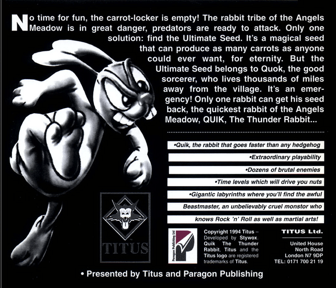 Quik the Thunder Rabbit — box-2D-back (EU)