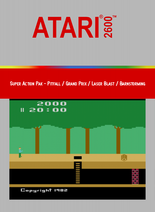 Super Action Pak - Pitfall / Grand Prix / Laser Blast / Barnstorming — box-2D (SS)