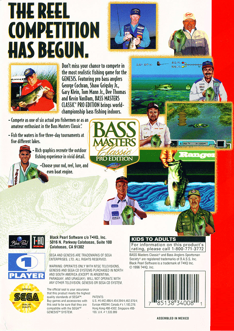 Bass Masters Classic - Pro Edition — box-2D-back (US)