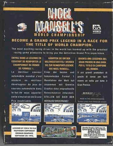 Nigel Mansell's World Championship — box-2D-back (EU)