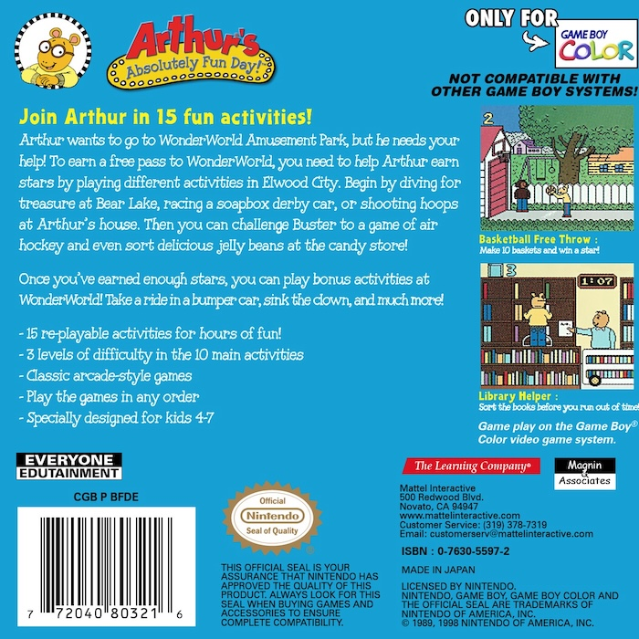 Arthur's Absolutely Fun Day! — box-2D-back (US)