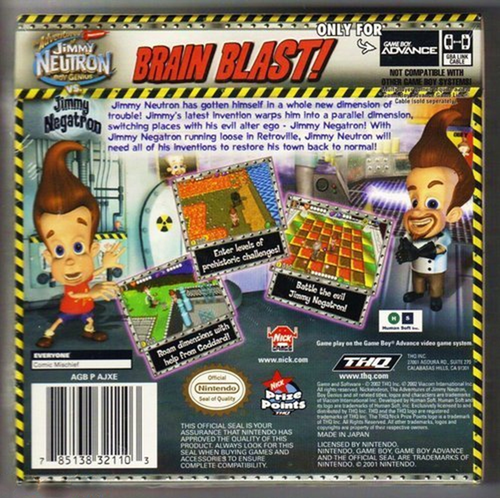 Adventures of Jimmy Neutron Boy Genius vs. Jimmy Negatron, The — box-2D-back (US)