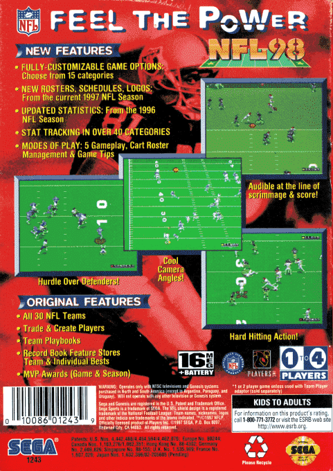 Nfl 98 — box-2D-back (US)