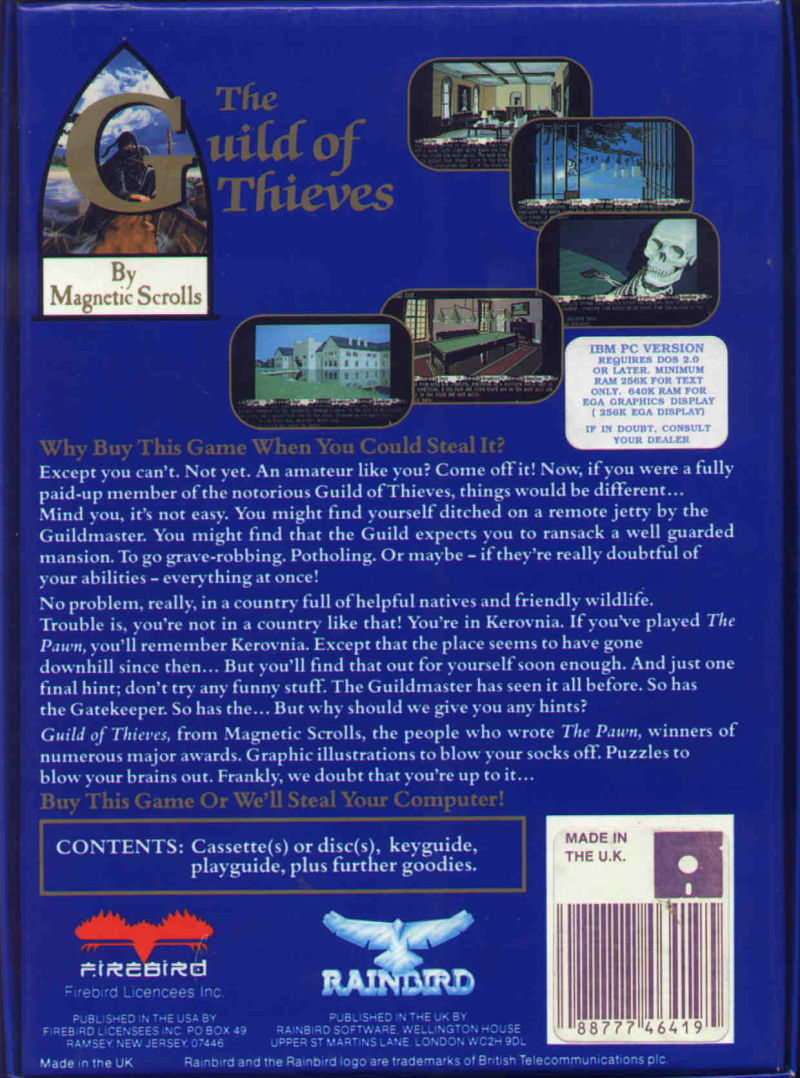 Guild Of Thieves, The — box-2D-back (US)
