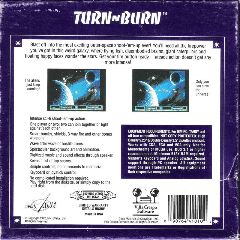 Turn N' Burn — box-2D-back (US)