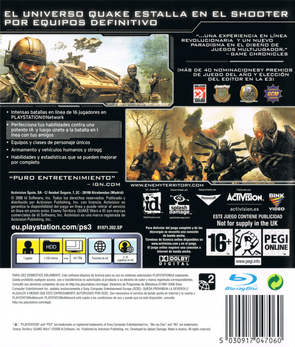 Enemy Territory - Quake Wars — box-2D-back (SP)