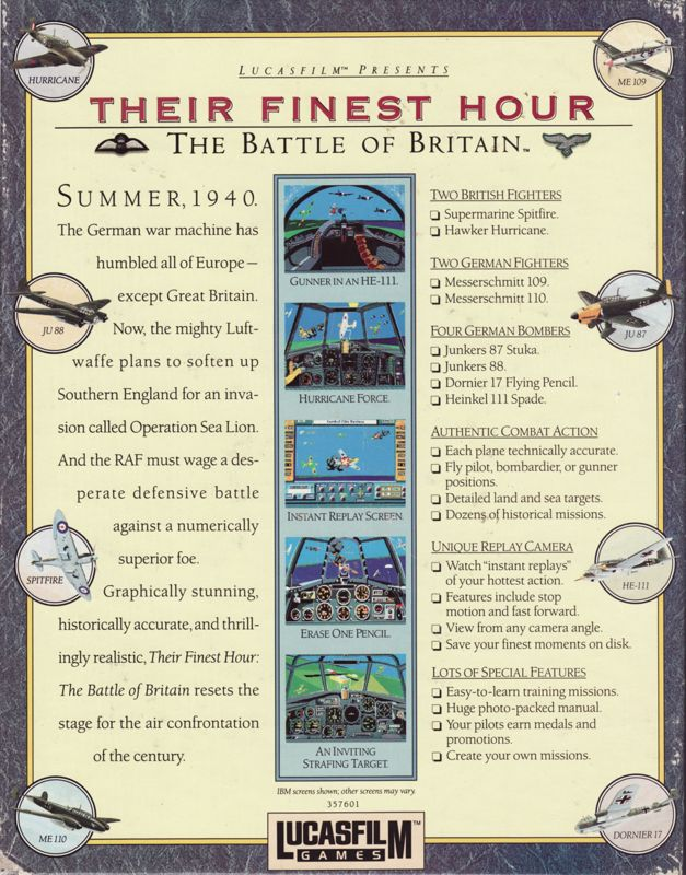 Their Finest Hour - The Battle of Britain — box-2D-back (EU)